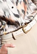 Leather belt with decorative buckle, cream, 94-8D-902-1-S, Photo 15