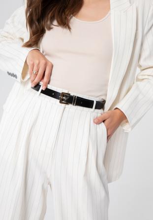 Women's skinny leather belt with a decorative buckle, black, 98-8D-103-1-XXL, Photo 1