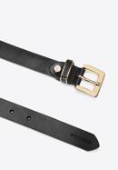 Women's skinny leather belt with a decorative buckle, black, 98-8D-103-1-XL, Photo 2