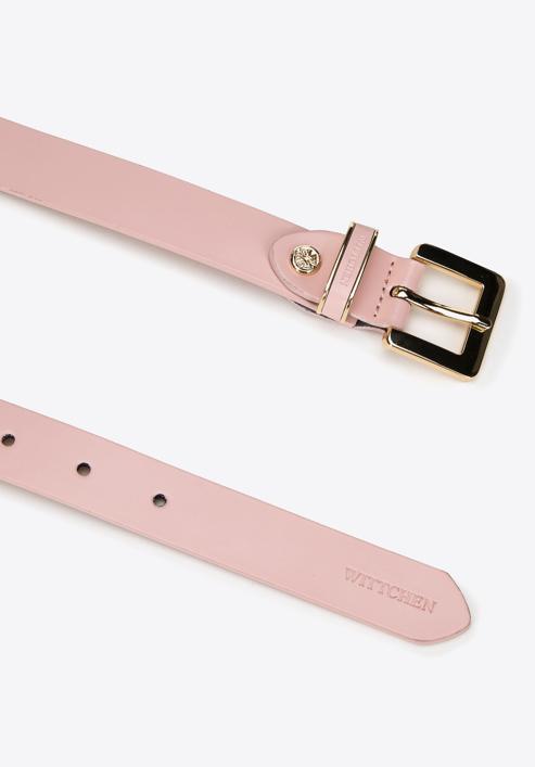 Women's skinny leather belt with a decorative buckle, light pink, 98-8D-103-3-M, Photo 2