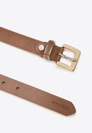 Women's skinny leather belt with a decorative buckle, brown, 98-8D-103-0-M, Photo 2