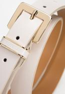 Women's skinny leather belt with a decorative buckle, cream, 98-8D-103-1-L, Photo 3