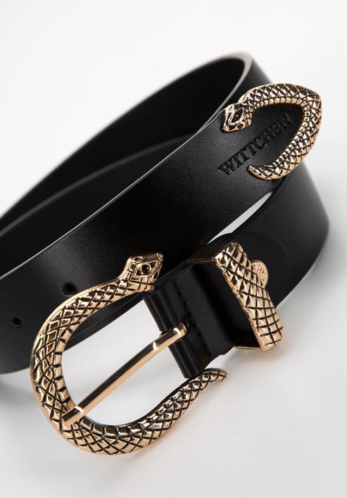 Women's leather belt with snake buckle, black, 98-8D-104-1-M, Photo 3