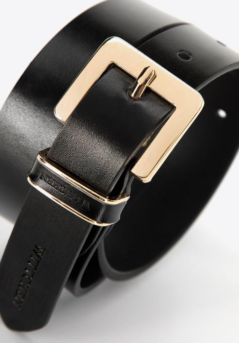 Women's skinny leather belt with a decorative buckle, black, 98-8D-103-0-XXL, Photo 3