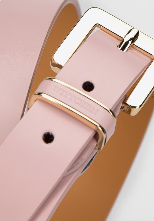 Women's skinny leather belt with a decorative buckle, light pink, 98-8D-103-4-S, Photo 3