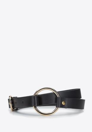 Women's skinny leather belt, black, 94-8D-903-1-2X, Photo 1