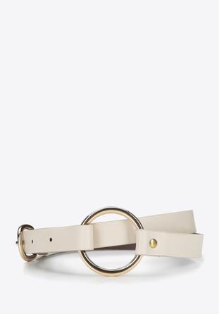 Women's skinny leather belt, cream, 94-8D-903-9-M, Photo 1