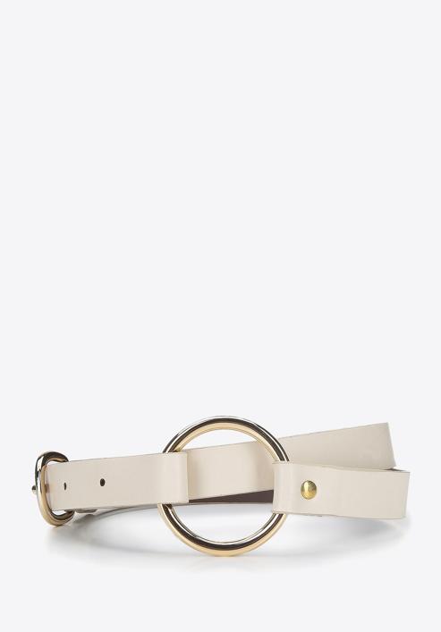 Women's skinny leather belt, cream, 94-8D-903-5-2X, Photo 1