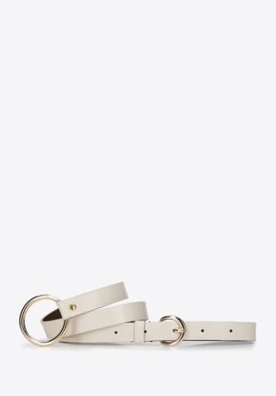 Women's skinny leather belt, cream, 94-8D-903-9-2X, Photo 1