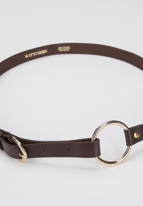 Women's skinny leather belt, dark brown, 94-8D-903-1-2X, Photo 3