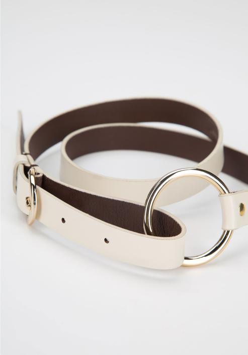 Women's skinny leather belt, cream, 94-8D-903-5-M, Photo 4