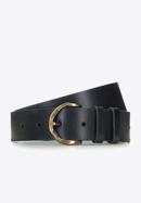 Women's leather embossed belt, black, 93-8D-201-1-2XL, Photo 1