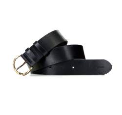 Women's leather embossed belt, black, 93-8D-201-1-L, Photo 1