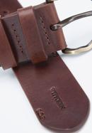 Women's leather embossed belt, brown, 93-8D-201-1-2XL, Photo 3