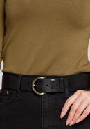 Women's leather embossed belt, black, 93-8D-201-1-2XL, Photo 9