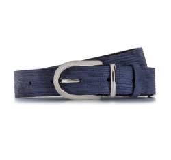 Women's textured velour leather belt, navy blue, 92-8D-310-7-XL, Photo 1