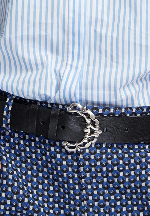 Women's belt with a large decorative buckle, black, 90-8D-300-1-L, Photo 5