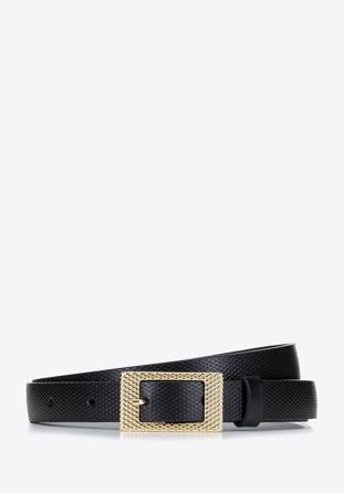 Women's textured leather belt, black, 92-8D-303-1-M, Photo 1