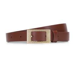 Women's textured leather belt, brown, 92-8D-303-5-L, Photo 1