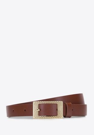 Women's textured leather belt, brown, 92-8D-303-5-XL, Photo 1