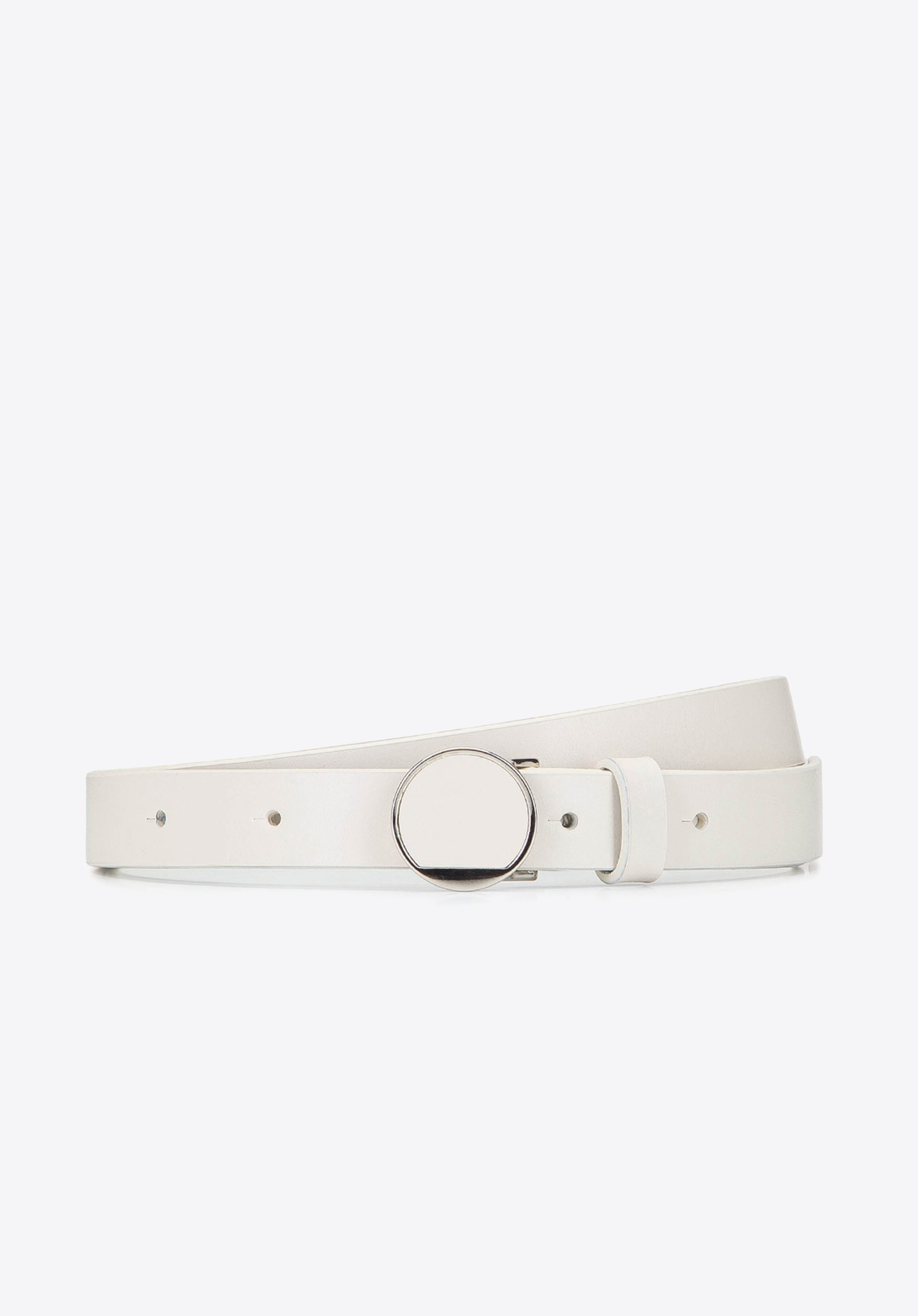 Damski pasek z miękkiej skóry wąski, kremowy, 92-8D-306-Z-XL, Zdjęcie 1