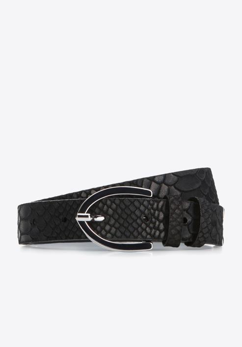 Women's leather belt, black, 93-8D-205-4-M, Photo 1