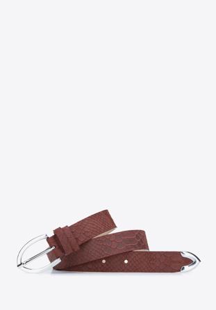 Women's leather belt, brown, 93-8D-205-4-S, Photo 1