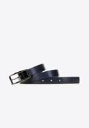 Women's reversible leather belt with rectangular buckle, navy blue-black, 91-8D-304-7-XL, Photo 2