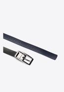 Women's reversible leather belt with rectangular buckle, navy blue-black, 91-8D-304-7-L, Photo 4