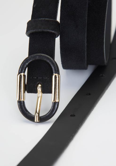 Skinny leather belt, black-gold, 92-8D-305-5Z-L, Photo 3