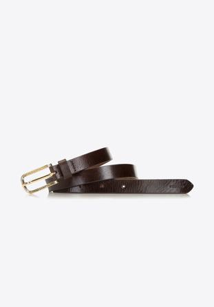 Women's leather belt with golden buckle, brown, 91-8D-307-4-M, Photo 1
