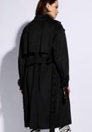 Damski płaszcz dwurzędowy z przeszyciami, czarny, 96-9P-107-5-L, Zdjęcie 5