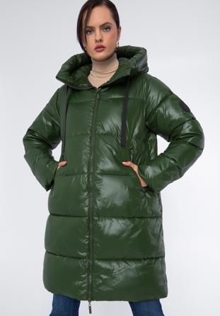 Damski płaszcz pikowany oversizowy zielony