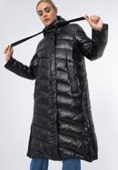 Damski płaszcz pikowany z nylonu długi, czarny, 97-9D-406-Z-M, Zdjęcie 2