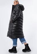 Damski płaszcz pikowany z nylonu długi, czarny, 97-9D-406-1-S, Zdjęcie 3