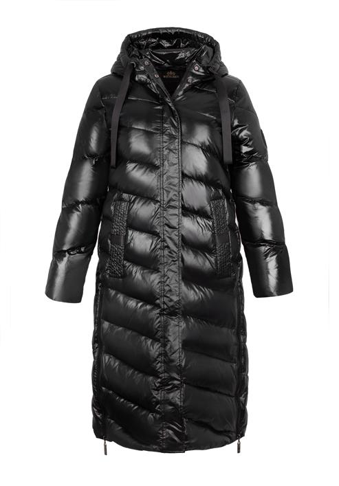 Damski płaszcz pikowany z nylonu długi, czarny, 97-9D-406-1-S, Zdjęcie 30