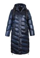 Women's hooded maxi coat, navy blue-black, 97-9D-406-N-M, Photo 30