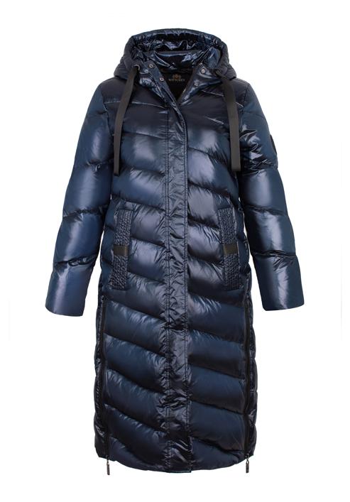 Damski płaszcz pikowany z nylonu długi, granatowo-czarny, 97-9D-406-1-S, Zdjęcie 30