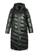 Damski płaszcz pikowany z nylonu długi, zielono-czarny, 97-9D-406-1-L, Zdjęcie 30