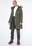 Women's quilted coat with belt, green, 97-9D-900-Z-M, Photo 2