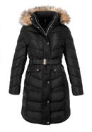 Damski płaszcz pikowany z paskiem, czarny, 97-9D-900-3-S, Zdjęcie 30