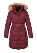 Women's quilted coat with belt, dar red, 97-9D-900-Z-2XL, Photo 30