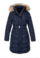 Women's quilted coat with belt, navy blue, 97-9D-900-3-S, Photo 30