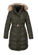 Women's quilted coat with belt, green, 97-9D-900-3-2XL, Photo 30