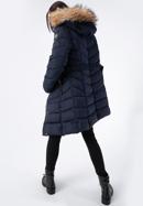 Women's quilted coat with belt, navy blue, 97-9D-900-N-M, Photo 4
