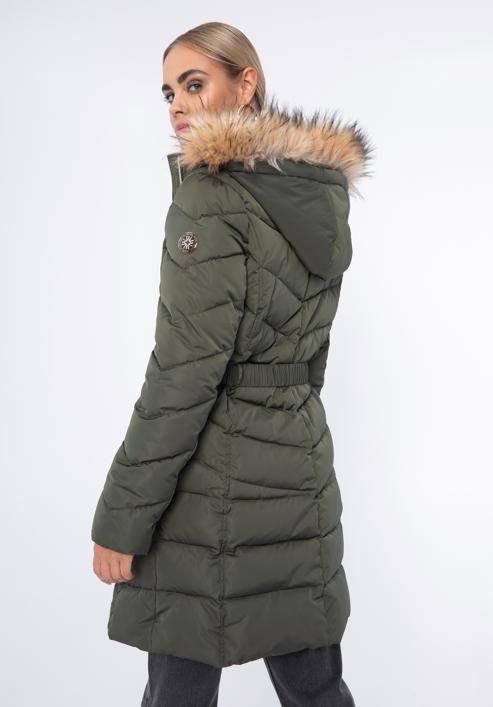 Women's quilted coat with belt, green, 97-9D-900-3-2XL, Photo 4