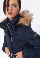 Women's quilted coat with belt, navy blue, 97-9D-900-3-2XL, Photo 5