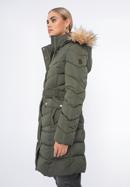 Women's quilted coat with belt, green, 97-9D-900-3-2XL, Photo 5