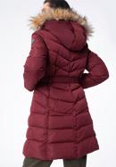 Damski płaszcz pikowany z paskiem, ciemny czerwony, 97-9D-900-Z-S, Zdjęcie 6