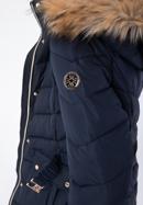 Women's quilted coat with belt, navy blue, 97-9D-900-3-2XL, Photo 6